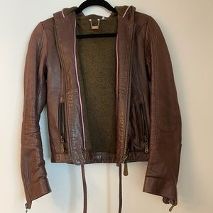 Doma Brown Leather Coat